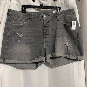 NWT Old Navy O.G. Straight High Rise Gray Distressed Shorts Size 18